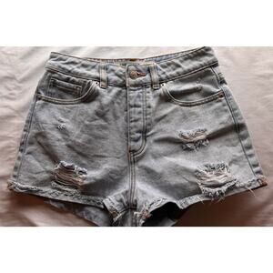 Brandy Melville Distressed Denim Jean Shorts Women’s Size 25  High-Rise Cut-Off